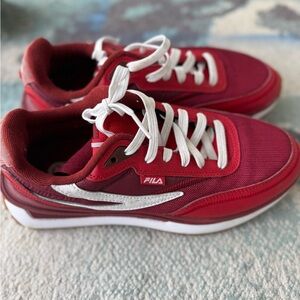 Fila red and White Athletic Shoes